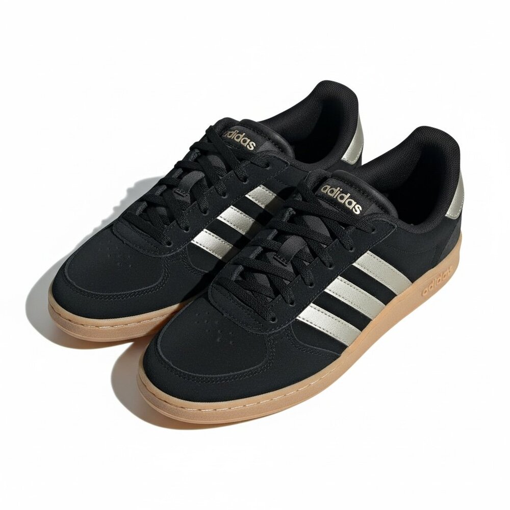 Adidas Cloudfoam Court Sneakers – Black/Silver with Gum Sole – Women’s 8.5 – New - Picture 3 of 7